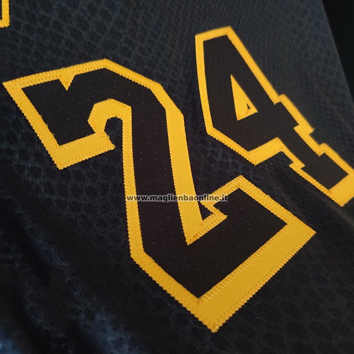 Maglia Los Angeles Lakers Kobe Bryant NO 24 Black Mamba Autentico Nero